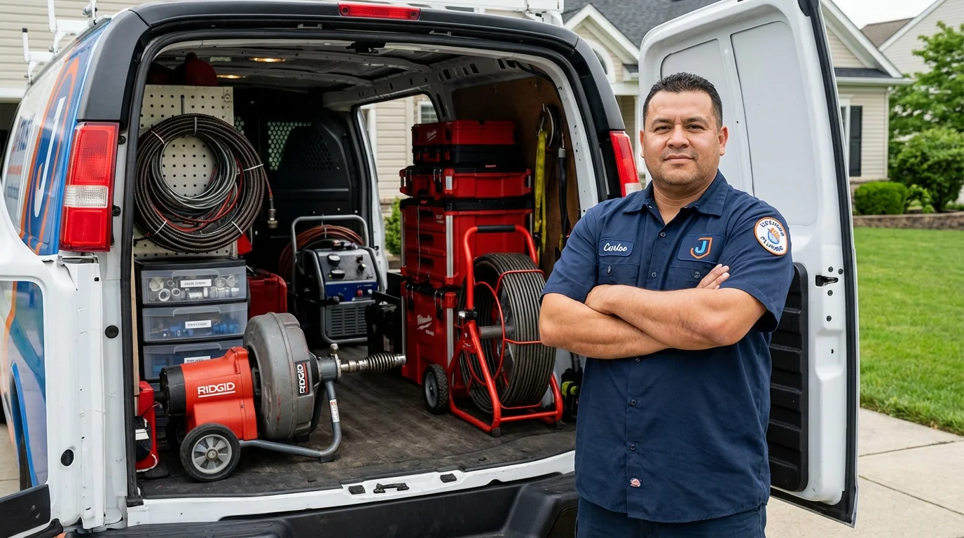 Professional drain cleaning equipment and Johns Plumbing LLC plumber in La Plata